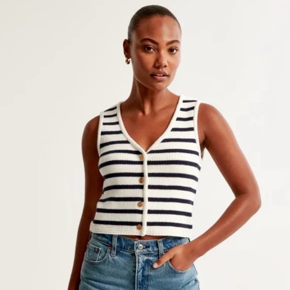 The A&F Mara Cable Button-Up Sweater Vest